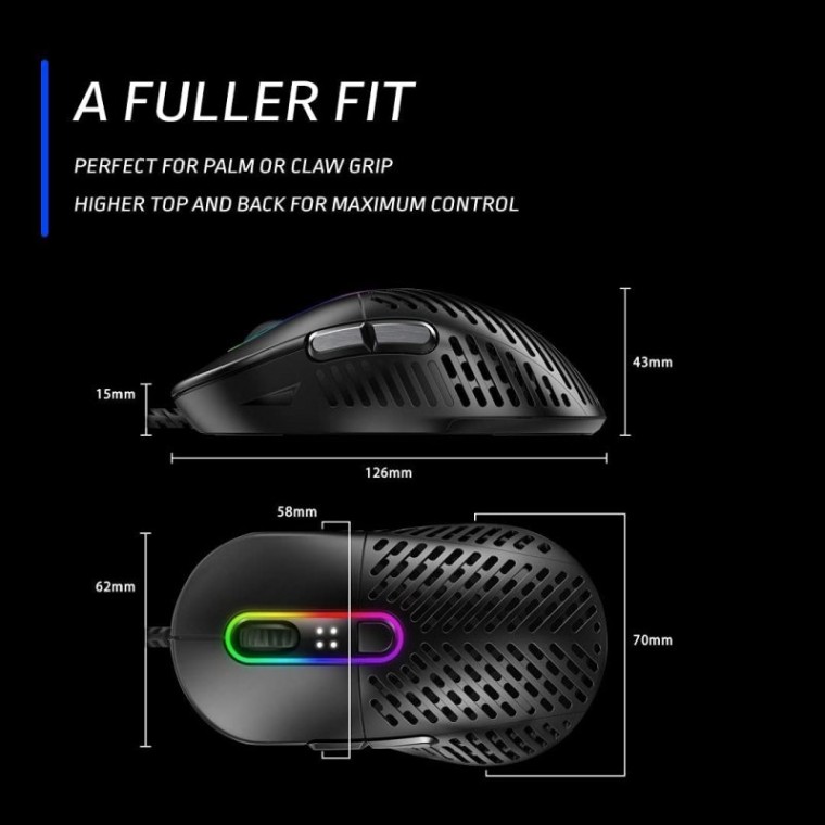 Mountain Makalu 67 RGB Ratón Gaming 19000DPI Negro