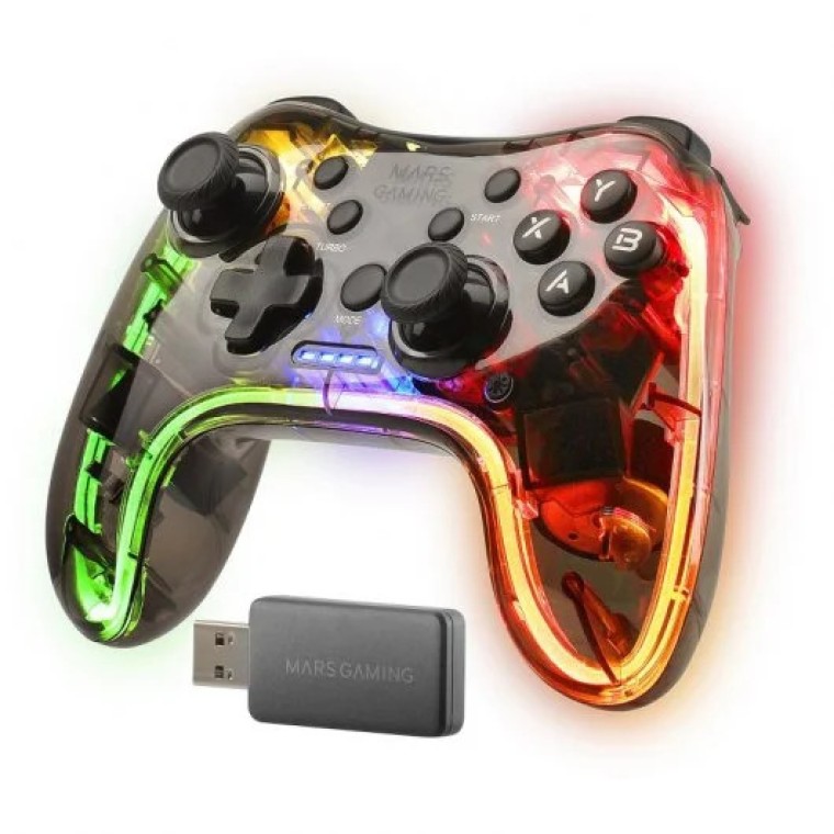 Mars Gaming MGP-24 Mando Inalámbrico 2.4GHz Neón RGB para PC/PS3/PS4/X360/Mac/Android