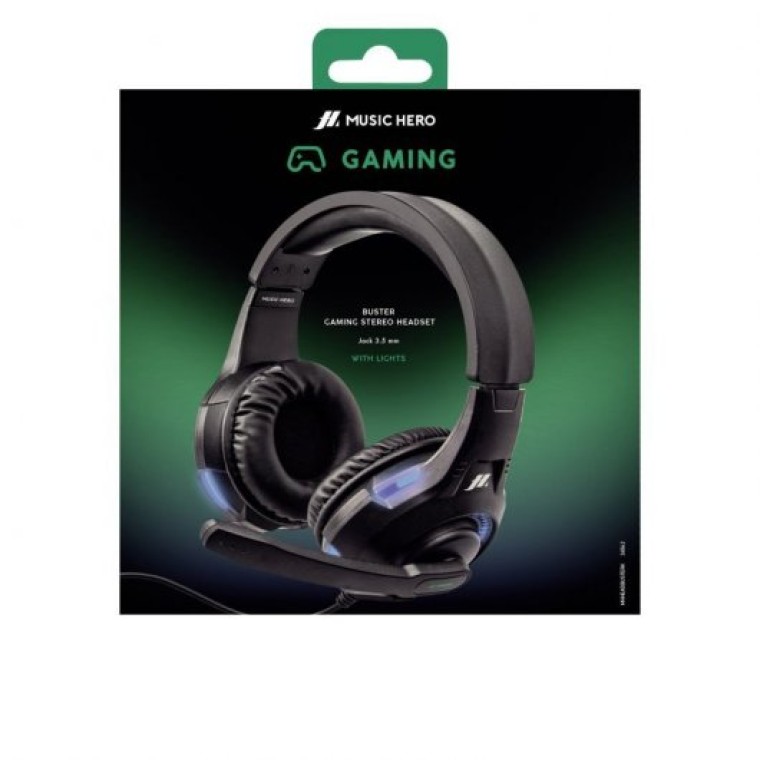 SBS Buster Auriculares Gaming con Cable Micrófono y Luces Negros