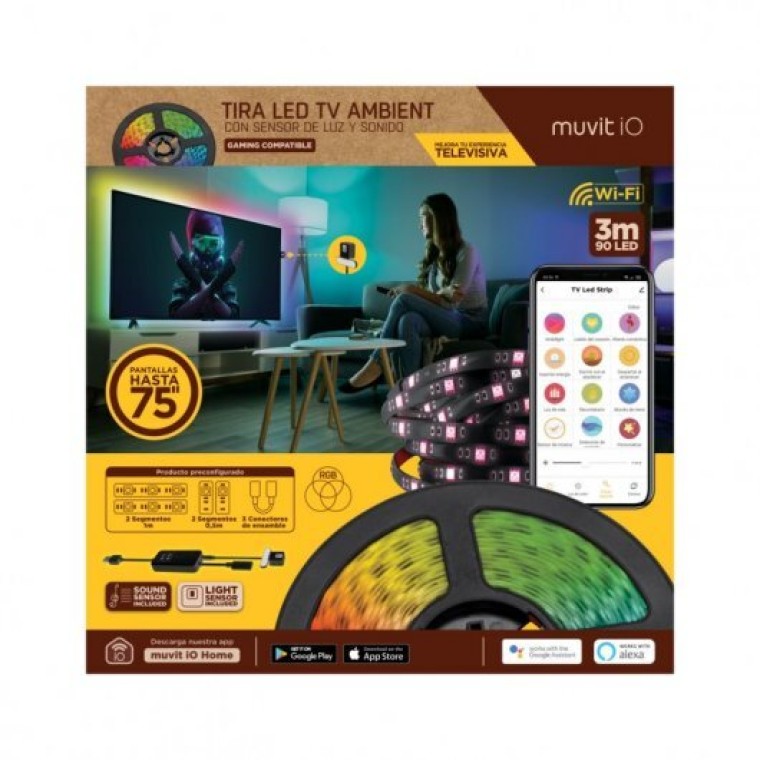 Muvit iO Tira LED WiFi RGB con Sensor Ambiental y de Sonido G 3m