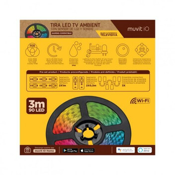 Muvit iO Tira LED WiFi RGB con Sensor Ambiental y de Sonido G 3m Muvit iO Tira LED WiFi RGB con Sensor Ambiental y de Sonido G 3m