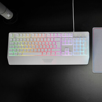 Mars Gaming Mk124 Teclado Ergonómico H-Mech FRGB Reposamuñecas Antighosting Español Blanco Mars Gaming Mk124 Teclado Ergonómico H-Mech FRGB Reposamuñecas Antighosting Español Blanco