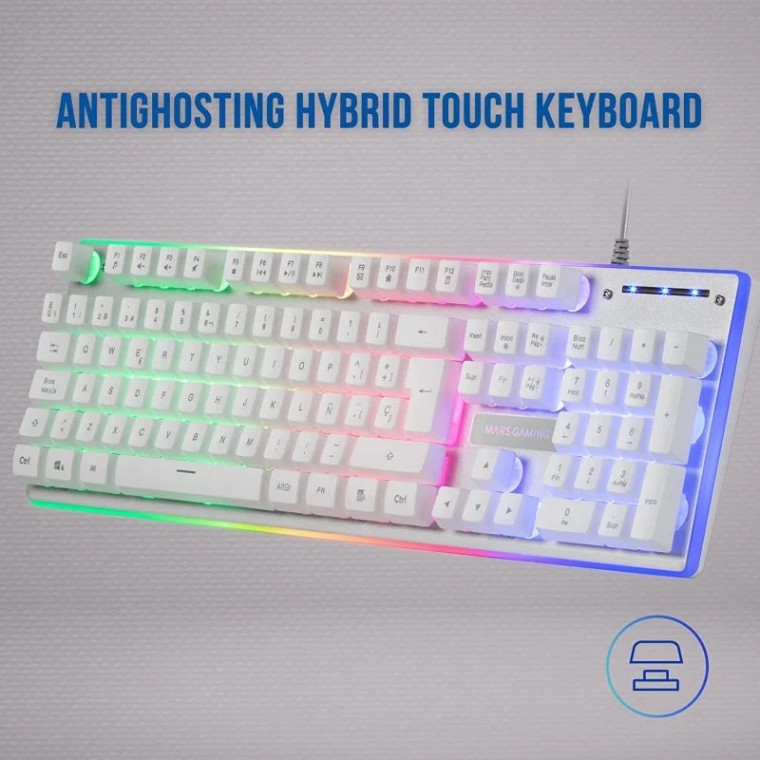 Mars Gaming MK220 Teclado Gaming Blanco H-MECH