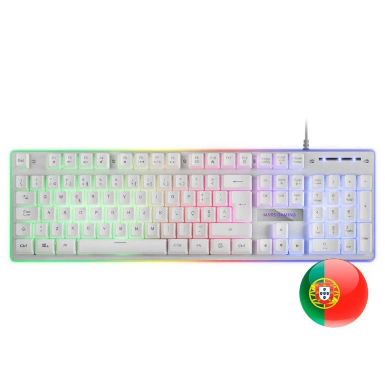 Mars Gaming MK220 Teclado Gaming Blanco H-MECH Layout Portugués