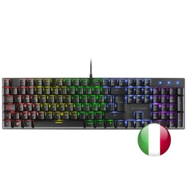 Mars Gaming MK422 Negro Teclado Mecánico RGB Switch Azul Idioma Italiano