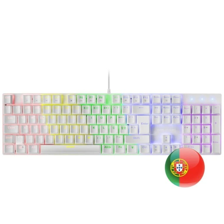 Mars Gaming MK422 Teclado Mecánico Gaming RGB Blanco Switch Azul (PT)