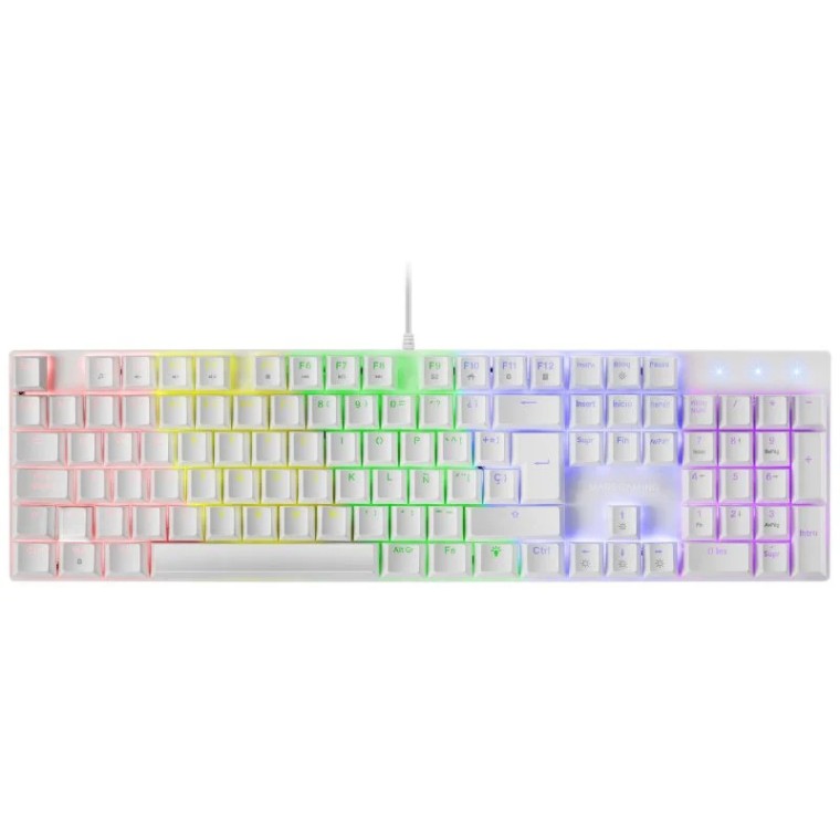 Mars Gaming MK422 Teclado Mecánico Blanco RGB Switch Rojo