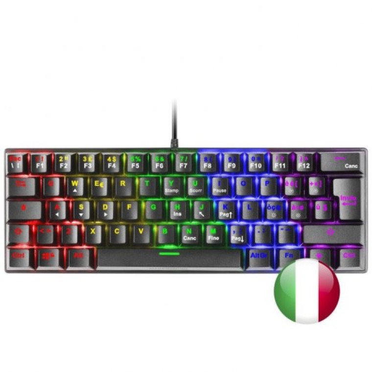 Mars Gaming MK60 Teclado Mecánico Negro FRGB Switch Azul Layout Italiano