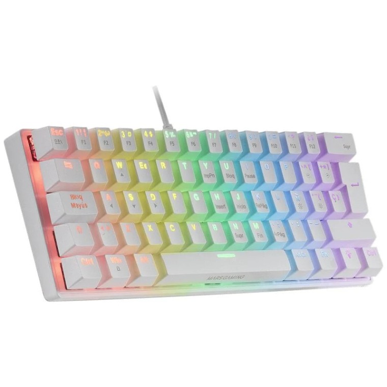 Mars Gaming MK60 Teclado Mecánico Blanco FRGB Switch Azul Layout Italiano