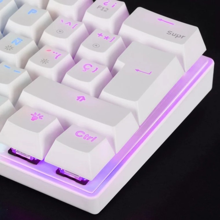 Mars Gaming MK60 Teclado Mecánico Blanco FRGB Switch Azul Layout Italiano