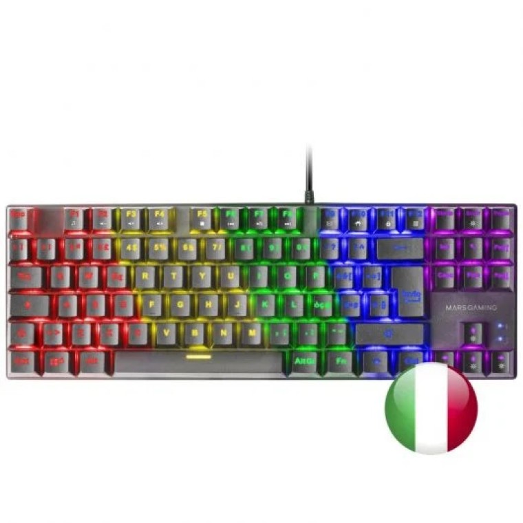 Mars Gaming MK80 Teclado Mecánico Negro FRGB Switch Azul Layout Italiano