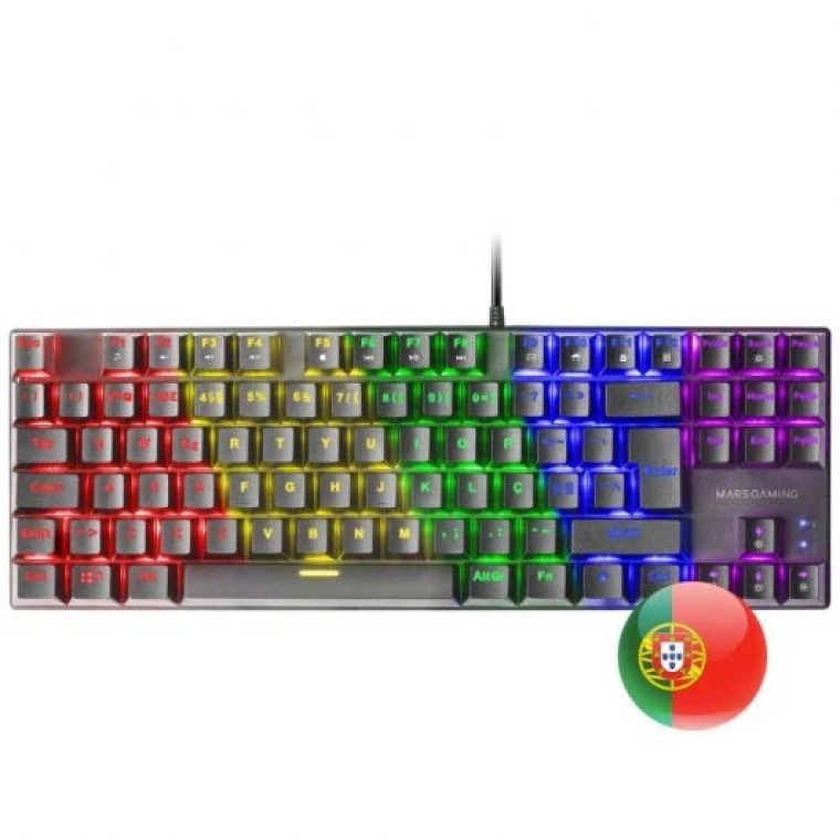 Mars Gaming MK80 Teclado Mecánico Negro FRGB Switch Marrón Layout PT