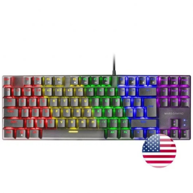 Mars Gaming MK80 Teclado Mecánico Negro FRGB Switch Marrón Layout USA