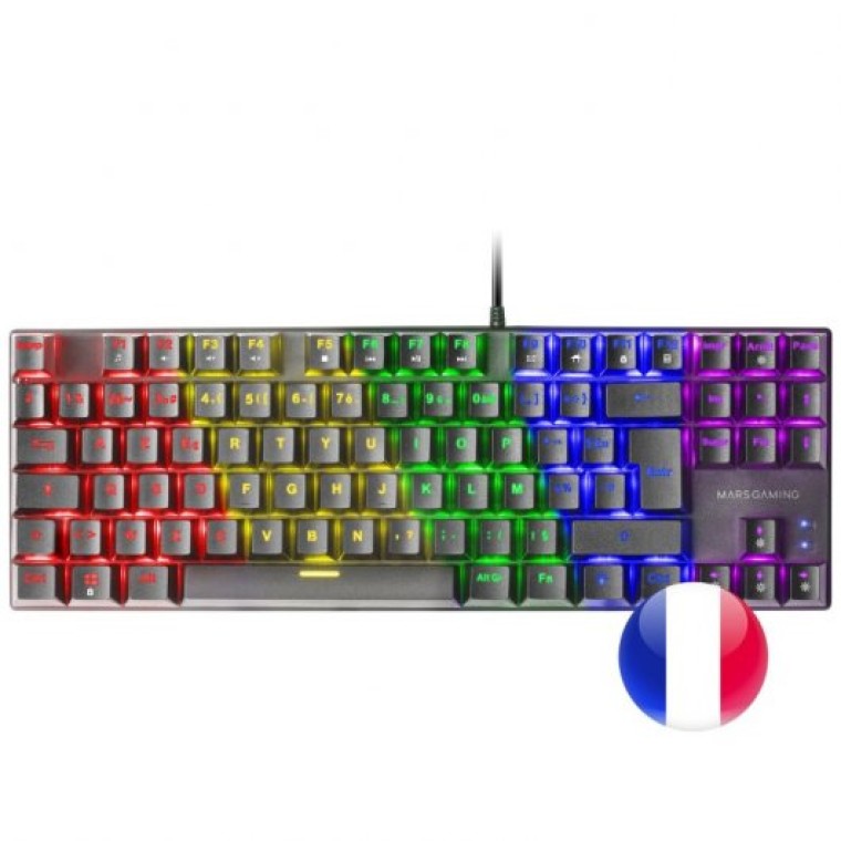 Mars Gaming MK80 Teclado Mecánico Negro FRGB Switch Rojo Layout Francés