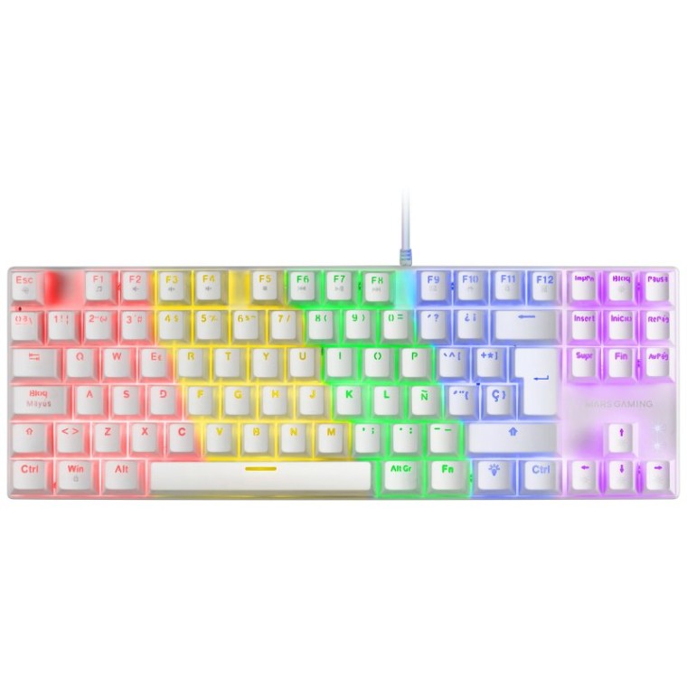 Mars Gaming MK80 Teclado Mecánico Blanco FRGB Switch Azul Layout Español