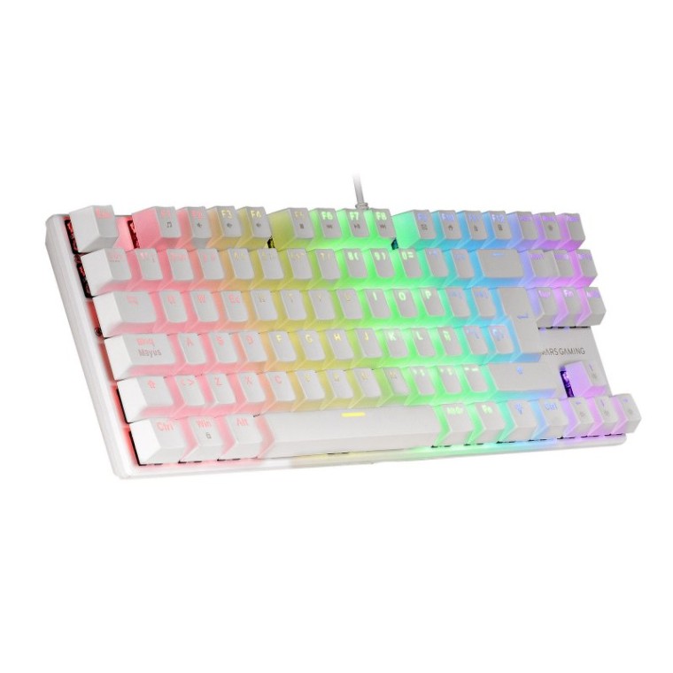 Mars Gaming MK80 Teclado Mecánico Blanco FRGB Switch Azul Layout Español