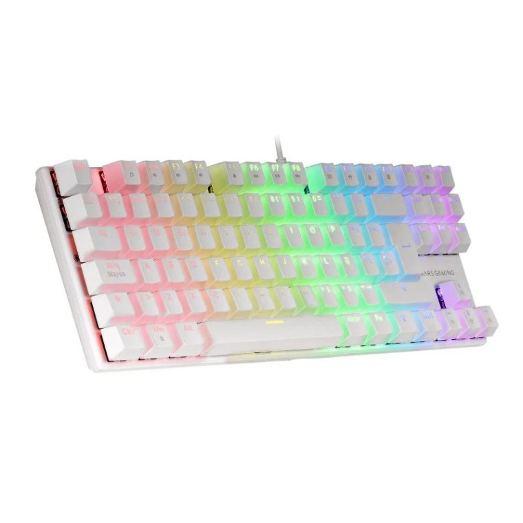 Mars Gaming MK80 Teclado Mecánico Blanco FRGB Switch Azul Layout PT