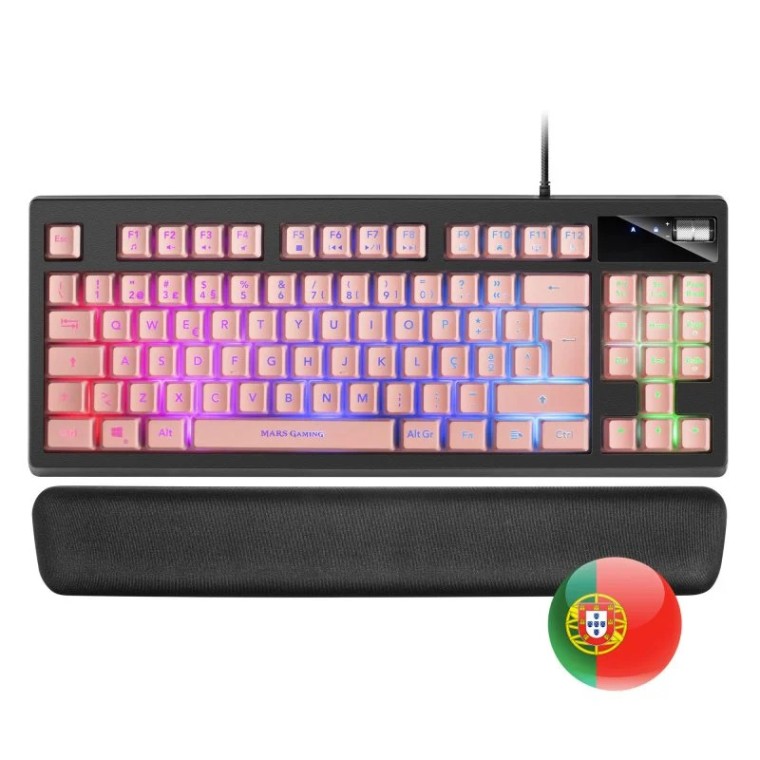 Mars Gaming MKAX Teclado Gaming RGB Rosa Portugués