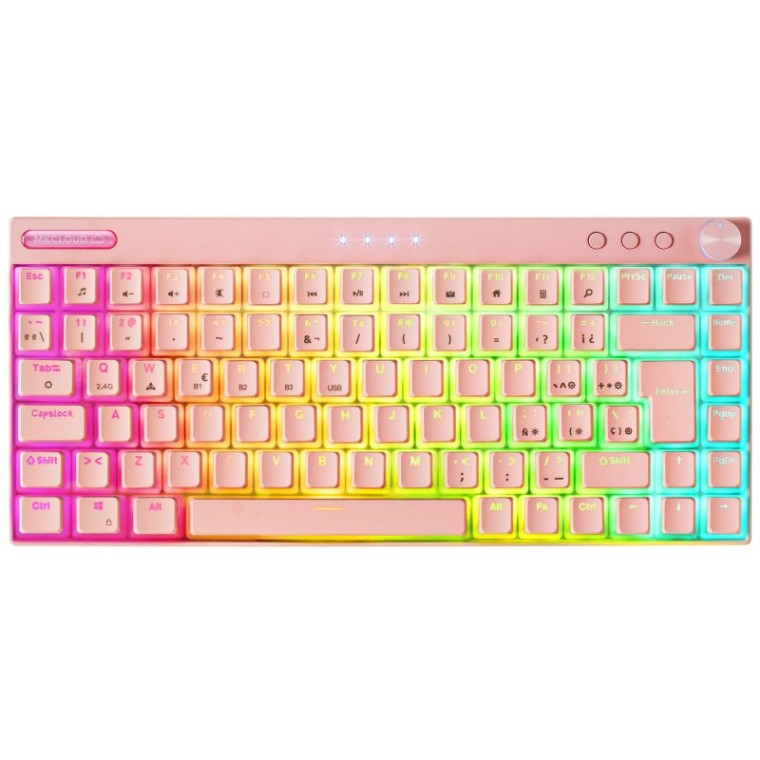 Mars Gaming MKCLOUD Teclado Mecánico Inalámbrico RGB Rosa Switch Azul