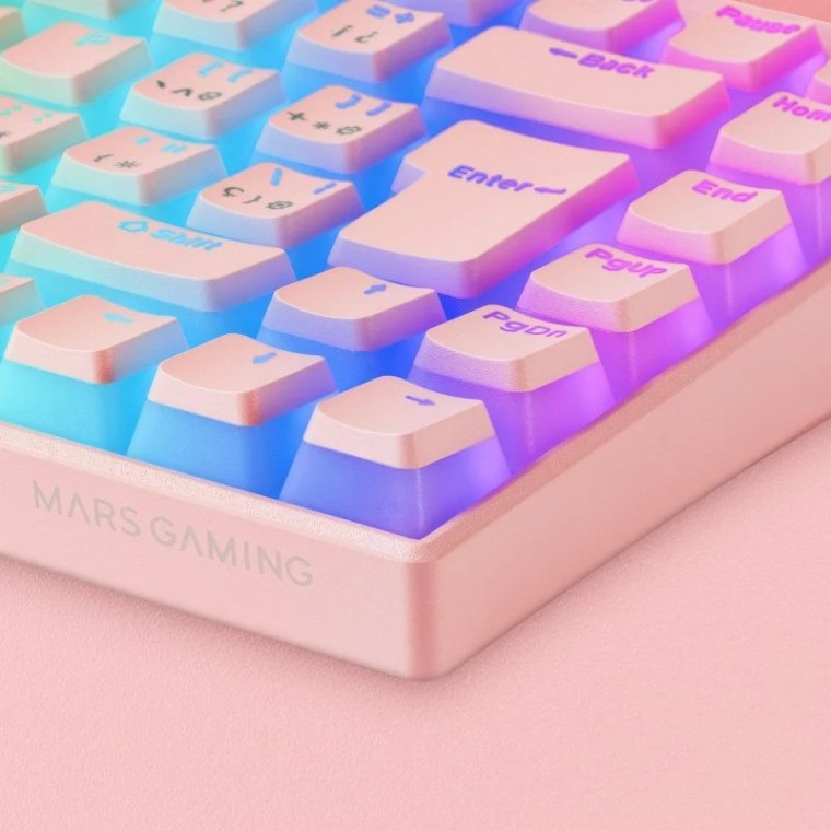 Mars Gaming MKCLOUD Teclado Mecánico Inalámbrico RGB Rosa Switch Azul Portugués