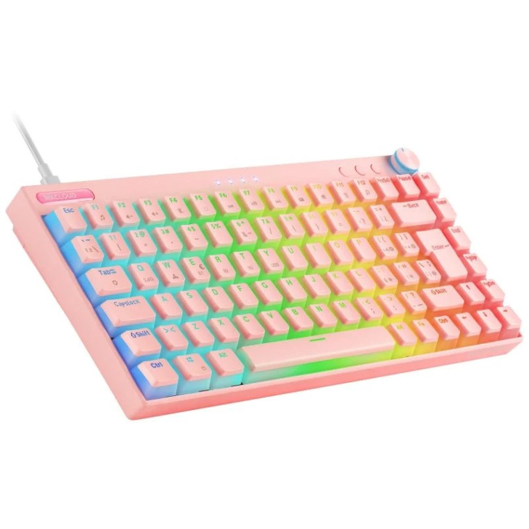 Mars Gaming MKCLOUD Teclado Mecánico Inalámbrico RGB Rosa Switch Rojo