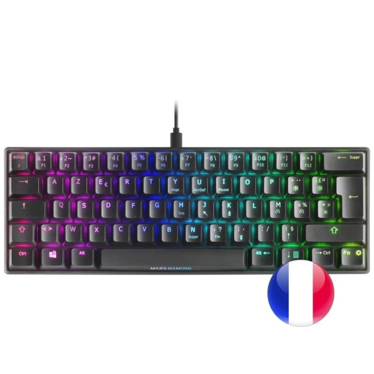 Mars Gaming MKMINI Teclado Mecánico RGB Negro Switch Outemu Azul (FR)