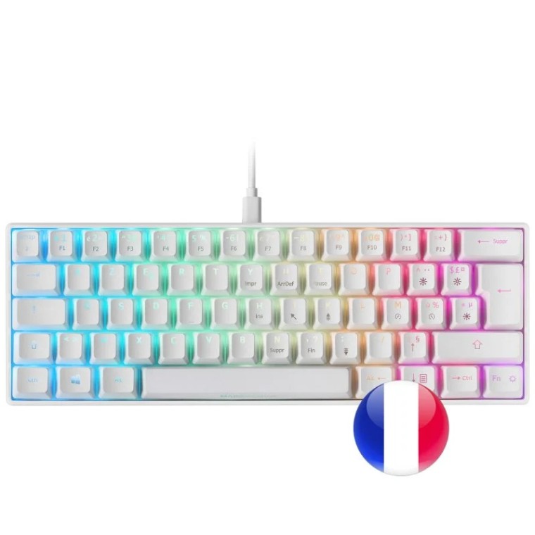 Mars Gaming MKMINI Teclado Mecánico RGB Blanco Switch Outemu Azul (FR)