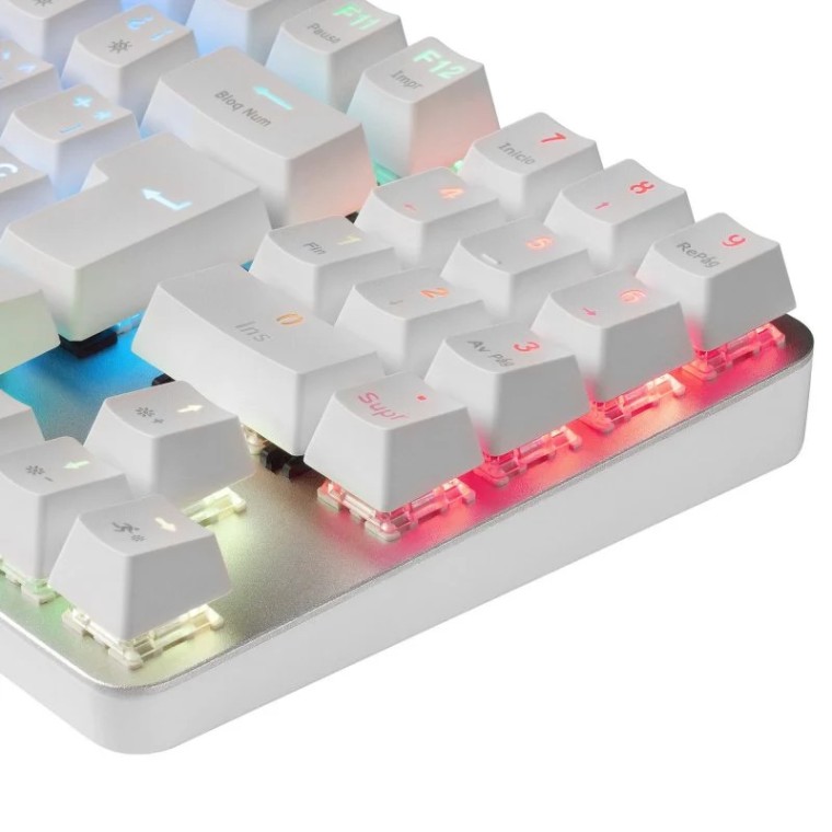 Mars Gaming MKREVOPRO Teclado Gaming Mecánico Blanco Switch Azul