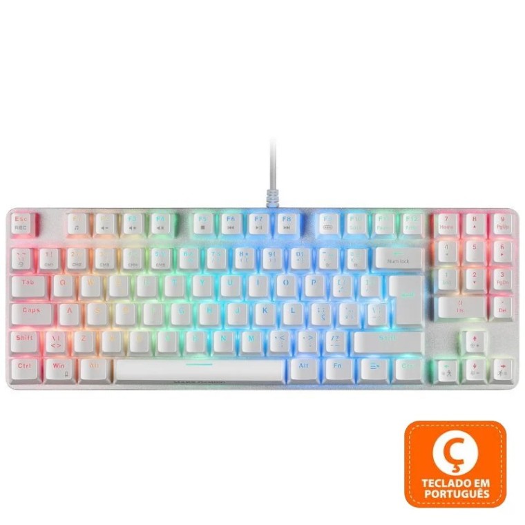 Mars Gaming MKREVOPRO Teclado Gaming Mecánico Blanco Switch Azul Portugués