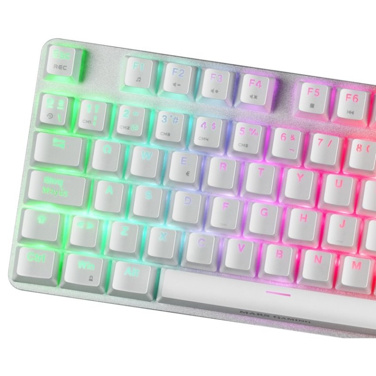 Mars Gaming MKREVOPRO Teclado Gaming Mecánico Blanco Switch Rojo Portugués