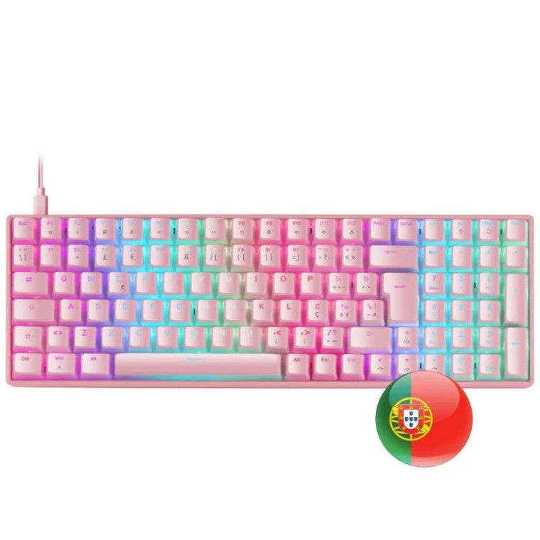 Mars Gaming MKULTRA Teclado Mecánico Rosa Switch Azul Portugués