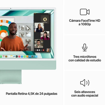 Apple iMac Apple M3/8GB/256GB SSD/10 Núcleos GPU/24" 4.5K Retina Verde