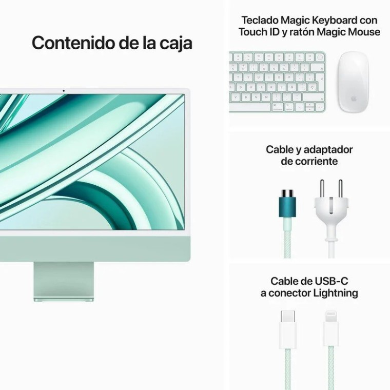 Apple iMac Apple M3/8GB/512GB SSD/10 Núcleos GPU/24" 4.5K Retina Verde