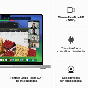 Apple Macbook Pro Apple M3 8 Núcleos/8GB/1TB SSD/GPU 10 Núcleos/14" Plata Apple Macbook Pro Apple M3 8 Núcleos/8GB/1TB SSD/GPU 10 Núcleos/14" Plata