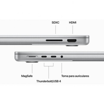Apple Macbook Pro Apple M3 8 Núcleos/8GB/1TB SSD/GPU 10 Núcleos/14" Plata Apple Macbook Pro Apple M3 8 Núcleos/8GB/1TB SSD/GPU 10 Núcleos/14" Plata