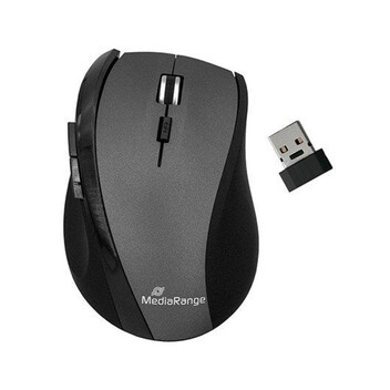 Ratón MediaRange inalámbrico 1600 DPI USB/Bluetooth 5 botones ergonómico Ratón MediaRange inalámbrico 1600 DPI USB/Bluetooth 5 botones ergonómico