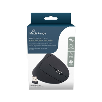 Ratón MediaRange inalámbrico 1600 DPI ergonómico vertical mano derecha 6 botones Ratón MediaRange inalámbrico 1600 DPI ergonómico vertical mano derecha 6 botones