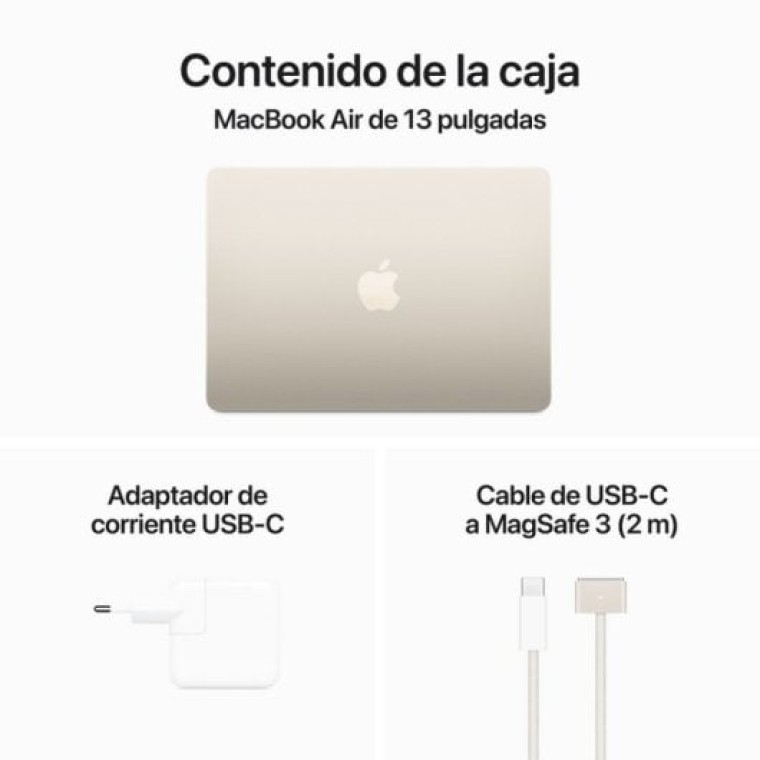 Apple MacBook Air Apple M3/8GB/256GB SSD/GPU 8 Núcleos/13.6" Blanco Estrella