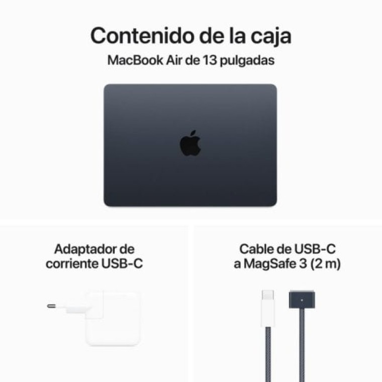 Apple MacBook Air Apple M3/8GB/256GB SSD/GPU 8 Núcleos/13.6" Medianoche