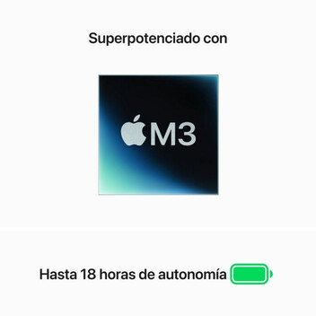 Portátil Apple MacBook Air Apple M3/8GB/512GB SSD/GPU 10 Núcleos/13.6" Medianoche