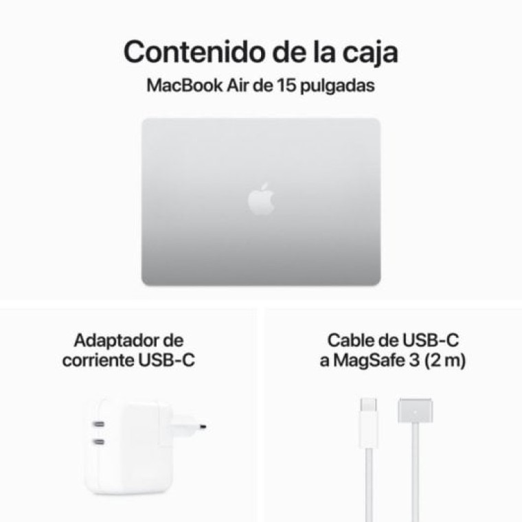 Apple MacBook Air Apple M3/8GB/256GB SSD/GPU 10 Núcleos/15.3" Plata