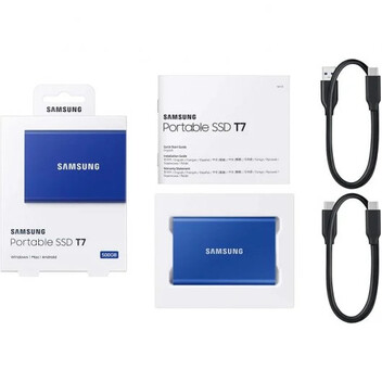 Samsung T7 Disco Duro SSD PCIe NVMe USB 3.2 500GB Azul Samsung T7 Disco Duro SSD PCIe NVMe USB 3.2 500GB Azul