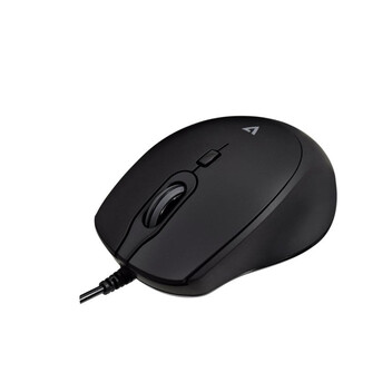 Ratón V7 MU350 USB Cableado 2500 DPI Negro Ambidiestro Silencioso Rueda