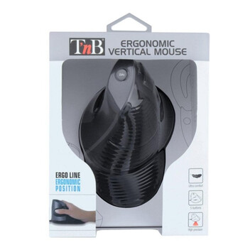 Ratón T'nB MUERGOV ergonómico vertical con cable retroiluminación 1600 DPI negro