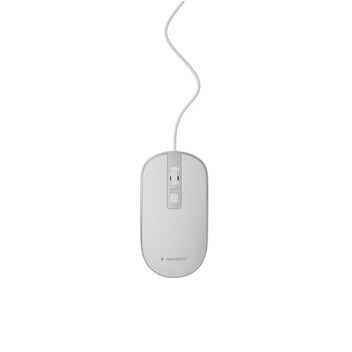 Ratón Gembird con cable 1200 DPI 4 botones ambidiestro USB plata/blanco