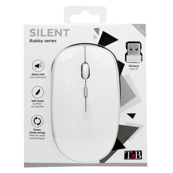 Ratón T'nB MWRUBBY1 Inalámbrico 1600 DPI Ambidextro Clic Silencioso Plata/Blanco Ratón T'nB MWRUBBY1 Inalámbrico 1600 DPI Ambidextro Clic Silencioso Plata/Blanco