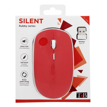 Ratón inalámbrico T'nB MWRUBBY6 Ambidextro 1600 DPI Rojo Plata clic silencioso Ratón inalámbrico T'nB MWRUBBY6 Ambidextro 1600 DPI Rojo Plata clic silencioso