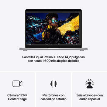 Portátil Apple MacBook Pro Apple M4 Max 14 Núcleos/36GB/1TB SSD/GPU 32 Núcleos/14" Plata Portátil Apple MacBook Pro Apple M4 Max 14 Núcleos/36GB/1TB SSD/GPU 32 Núcleos/14" Plata