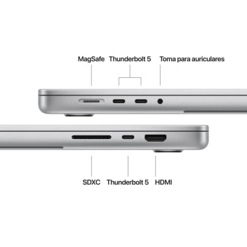 Portátil Apple MacBook Pro Apple M4 Pro 14 Núcleos/48GB/512GB SSD/GPU 20 Núcleos/16" Plata Portátil Apple MacBook Pro Apple M4 Pro 14 Núcleos/48GB/512GB SSD/GPU 20 Núcleos/16" Plata