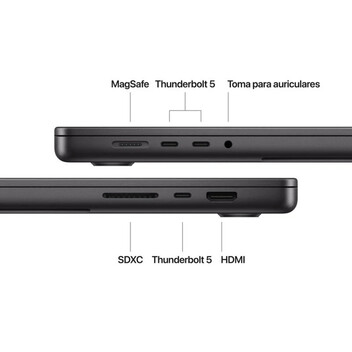 Portátil Apple MacBook Pro Apple M4 Max 14 Núcleos/36GB/1TB SSD/GPU 32 Núcleos/16" Negro Espacial Portátil Apple MacBook Pro Apple M4 Max 14 Núcleos/36GB/1TB SSD/GPU 32 Núcleos/16" Negro Espacial